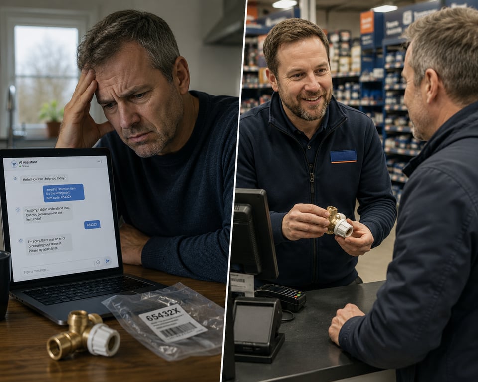 Tech frustration versus helpful instore support.