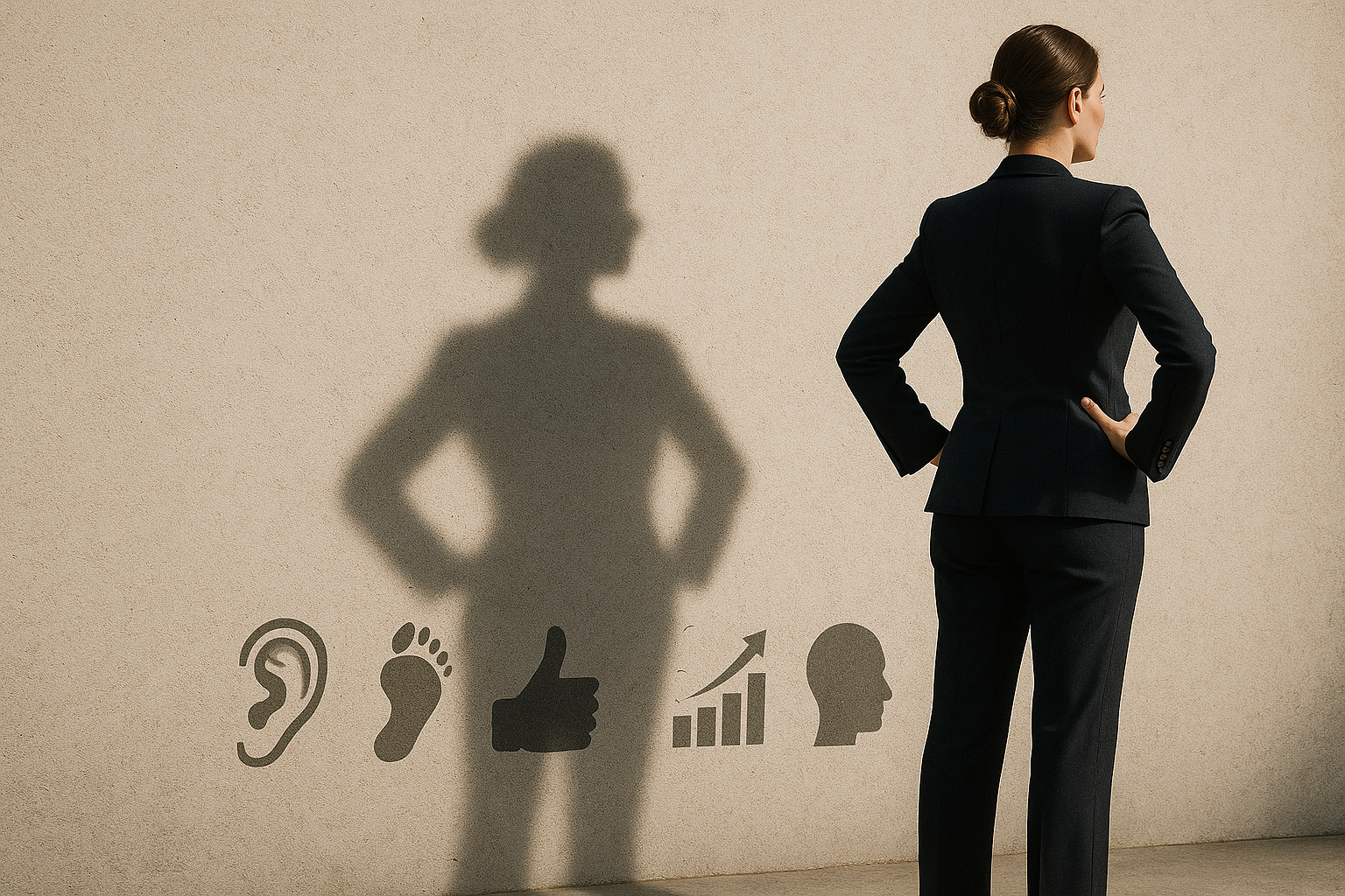 A leader figure casting a shadow